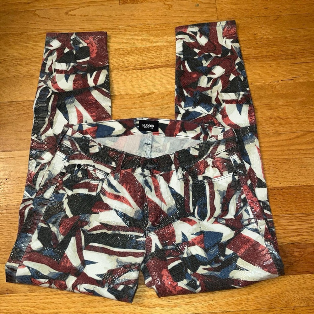 Husdon jeans red white and blue colorful snake pants